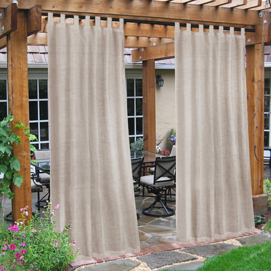 Smarcute Outdoor Linen Sheer Tab Top Curtain - 2X 132x213cm