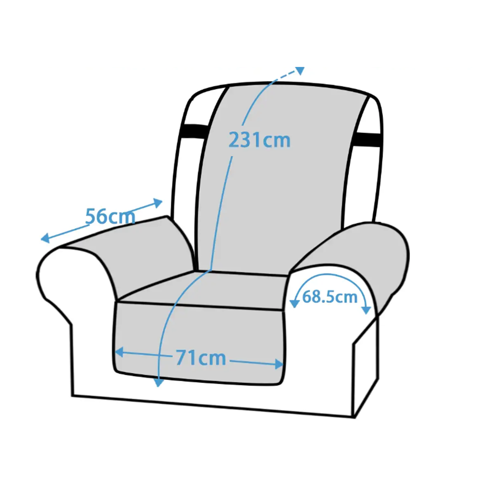 Smarcute 1 Seater Velvet Recliner Chair Cushion With Elastic Straps
