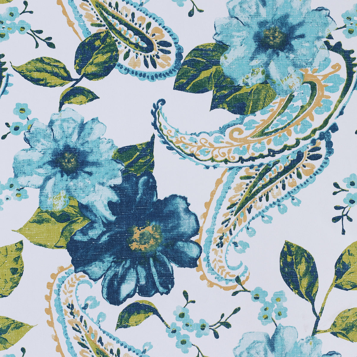 Smarcute Blockout Blue Paisley Floral Grommet Curtain - 2X 132x213cm
