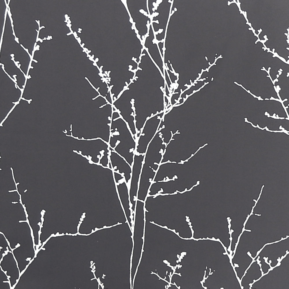 Smarcute Blockout Foil Print Twig Tree Grommet Curtain - 2X 132x243cm