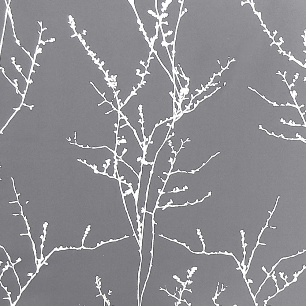 Smarcute Blockout Foil Print Twig Tree Grommet Curtain - 2X 132x213cm