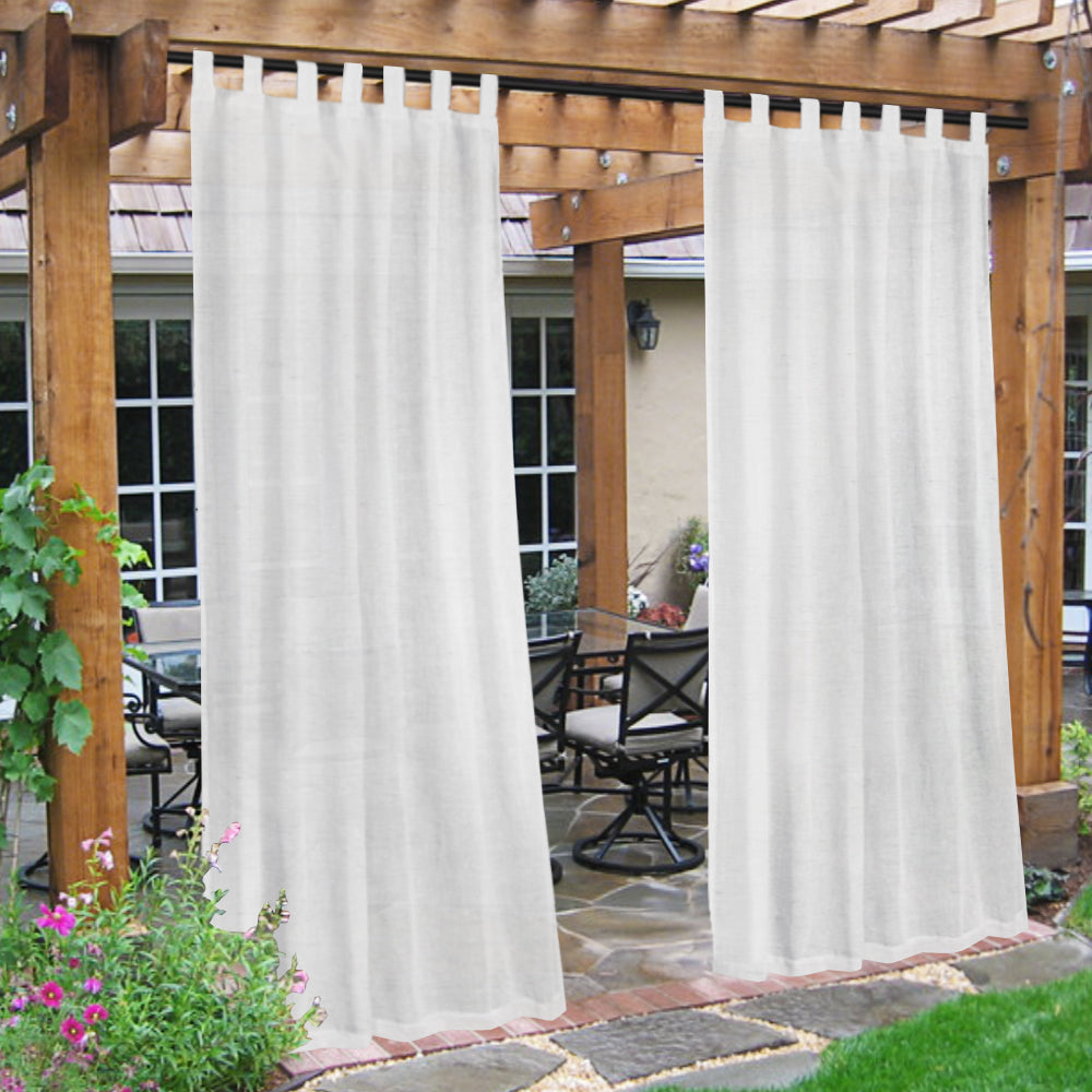 Smarcute Outdoor Linen Sheer Tab Top Curtain - 2X 132x213cm