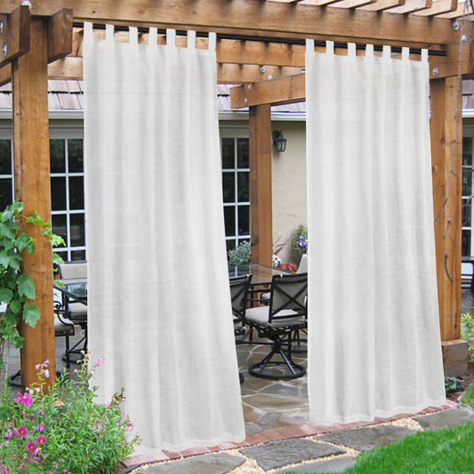 Smarcute Outdoor Linen Sheer Tab Top Curtain - 2X 132x213cm