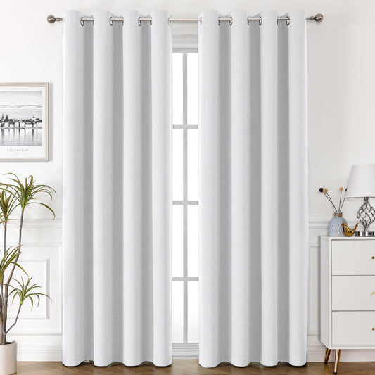 Smarcute Blockout Linen Textured Eyelet Curtain - 2X 132x243cm