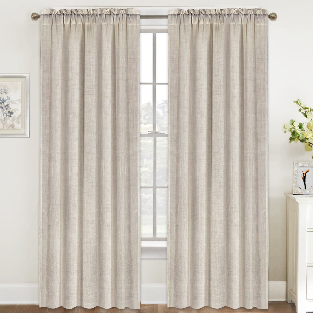 Smarcute Linen Blended Rod Pocket Curtain - 2X 132x213cm