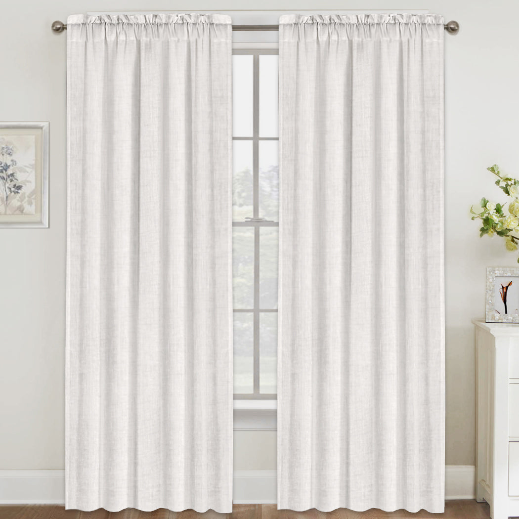 Smarcute Linen Blended Rod Pocket Curtain - 2X 132x243cm