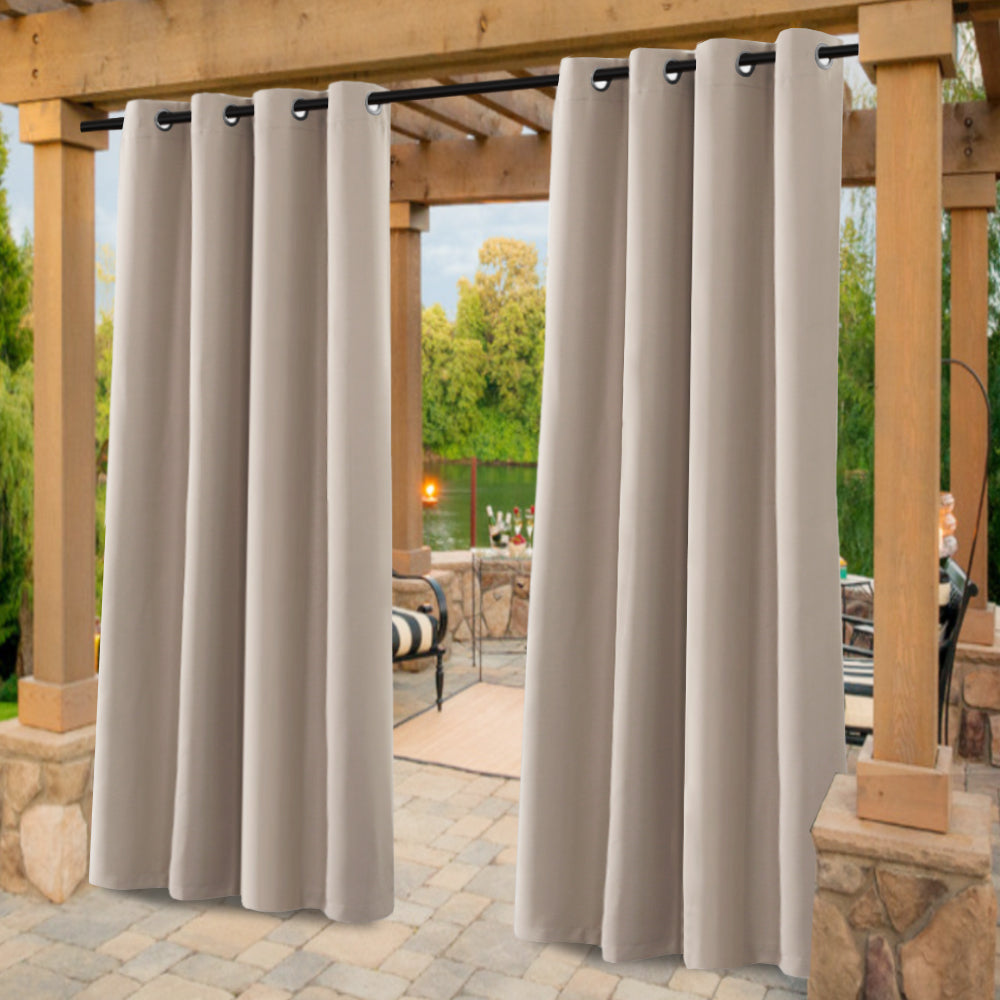 Smarcute Outdoor Patio Waterproof Grommet Curtain - 2X 132x241cm