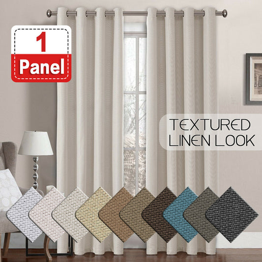 Textured Linen Like Thick Curtain Thermal Eyelet Bedroom Curtains 1 Panel Sold