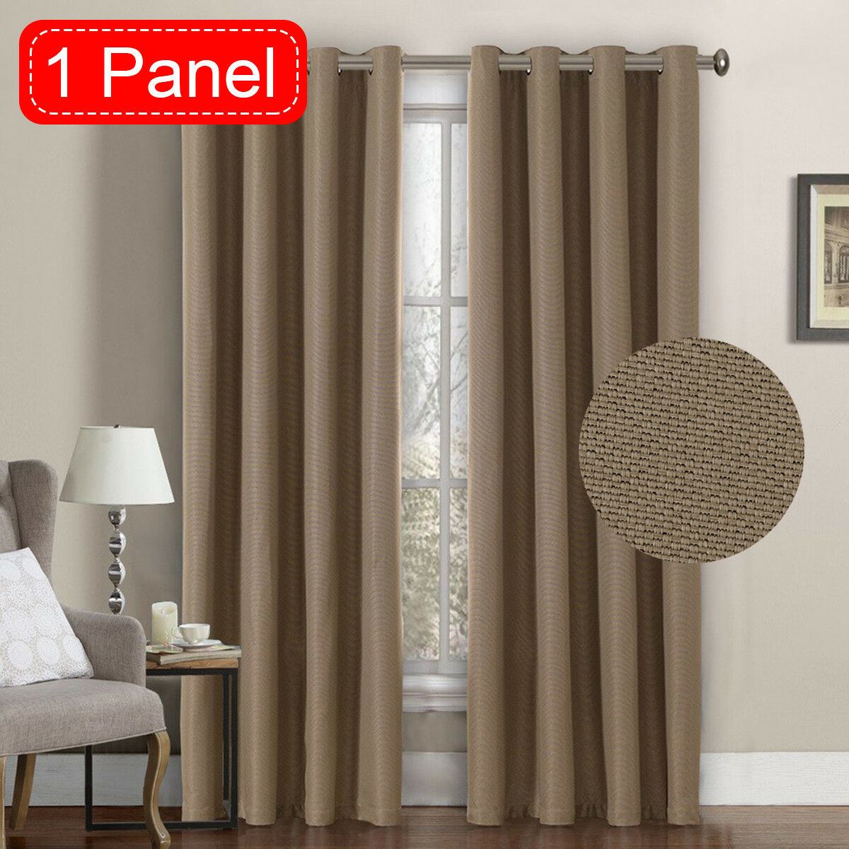 Textured Linen Like Thick Curtain Thermal Eyelet Bedroom Curtains 1 Panel Sold