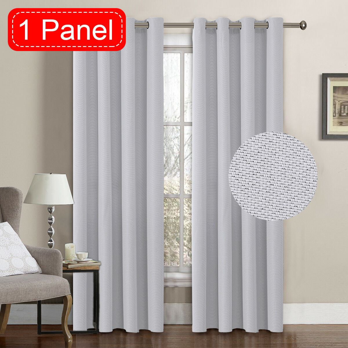 Textured Linen Like Thick Curtain Thermal Eyelet Bedroom Curtains 1 Panel Sold