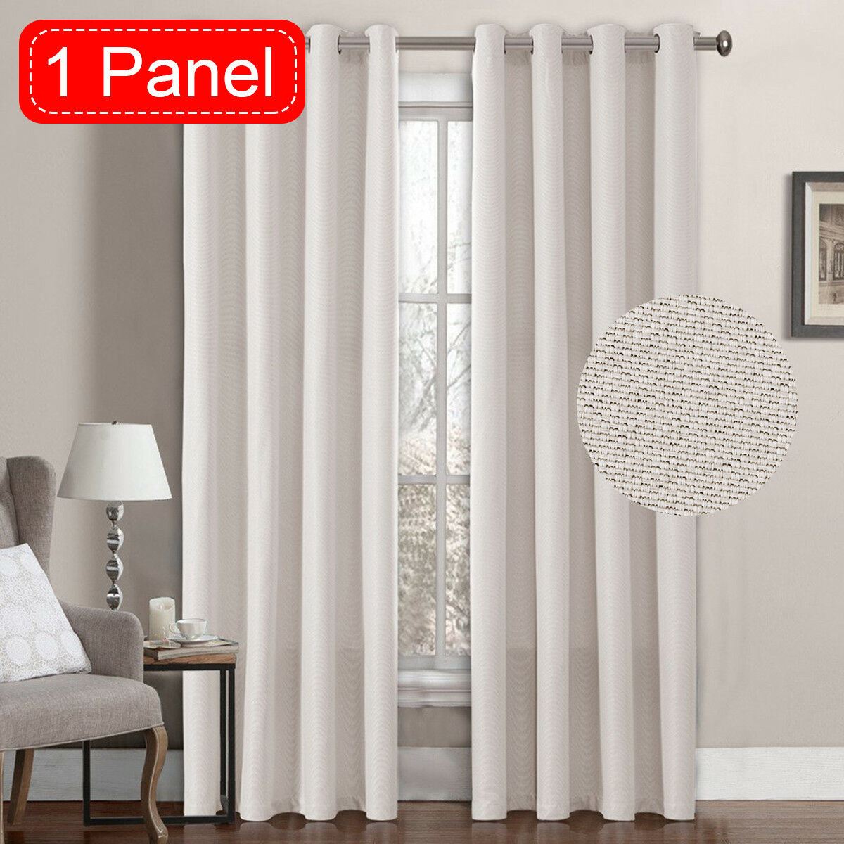 Textured Linen Like Thick Curtain Thermal Eyelet Bedroom Curtains 1 Panel Sold