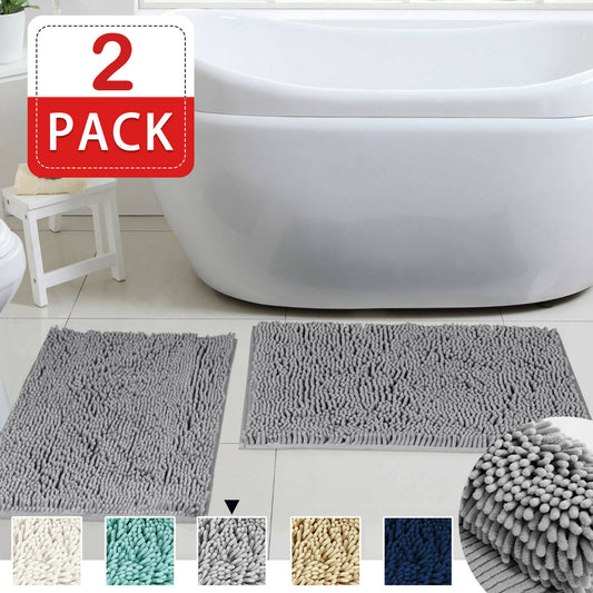 Thick Chenille Bath Mat Non Slip Rugs Bathmat Toilet Shower Bathroom Shaggy Rug