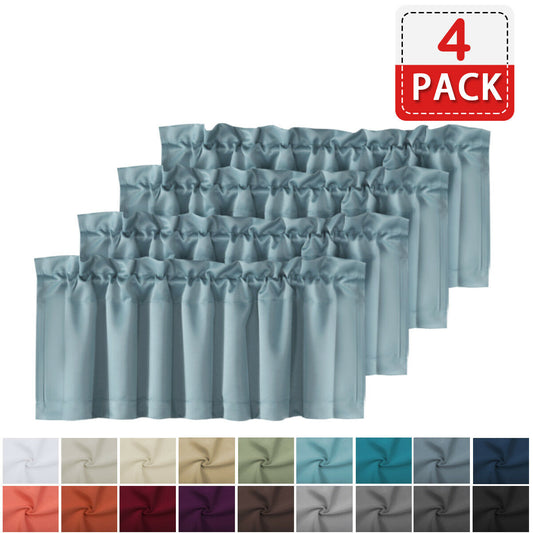 4 Piece Rod Pocket Window Curtain Valances Blockout for Living Room/ Kitchen
