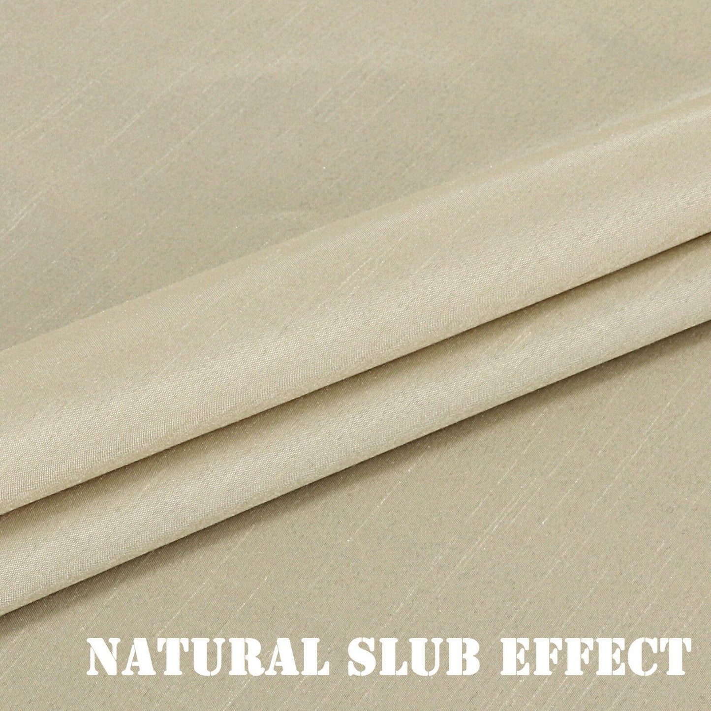 2x Curtains for Living Room Eyelet Silk Elegant Window  Beige