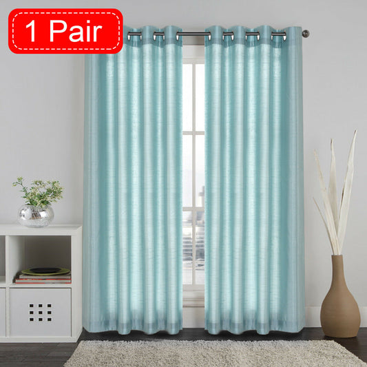 Blue Curtains Pair Eyelet Light Filtering Window Curtains for Bedroom/Livingroom
