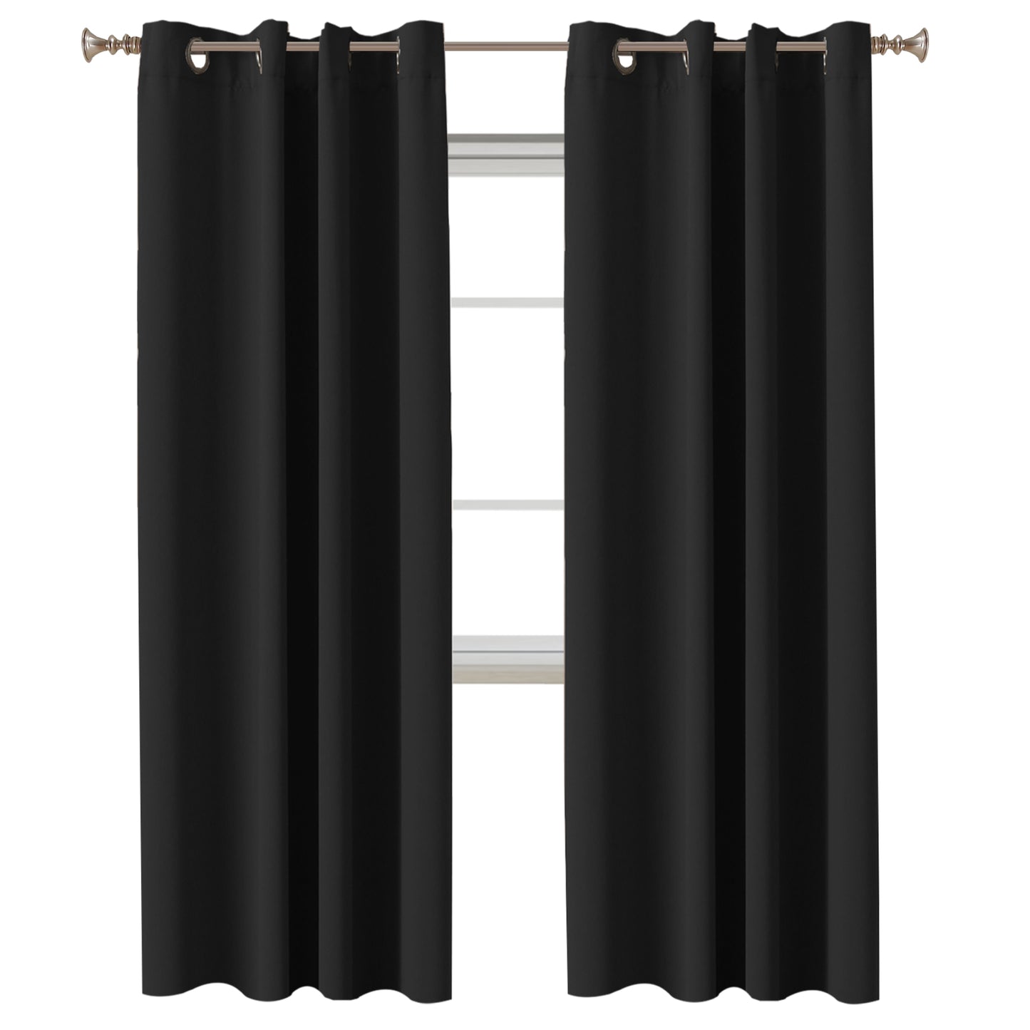 2 x Blockout Curtains Blackout Bedroom Curtain Draperies Eyelet ,Black
